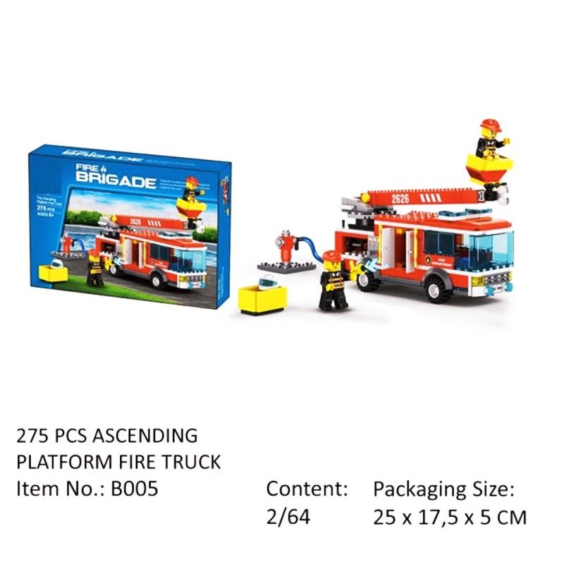 Mainan Mobil Pemadam Kebakaran Mech Besar 275 Pcs / Mainan Edukatif Susun Balok Lego Blok B005