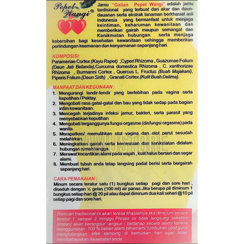 Pepet Wangi Serbuk 1 Sachet - Jamu Galian Rapet Kewanitaan dan Atasi Keputihan [Putro Kinasih BPOM]