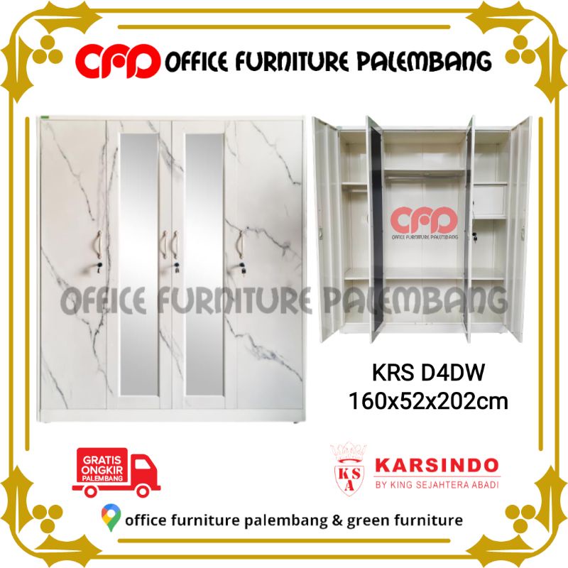 lemari pakaian 4 pintu karsindo KRS D4DW lemari baju besi lemari plat besi steel wardrobe
