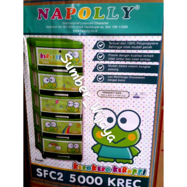 Lemari Laci Plastik Napolly Susun 5 - Kero Keropi SFC2 5000 KREC
