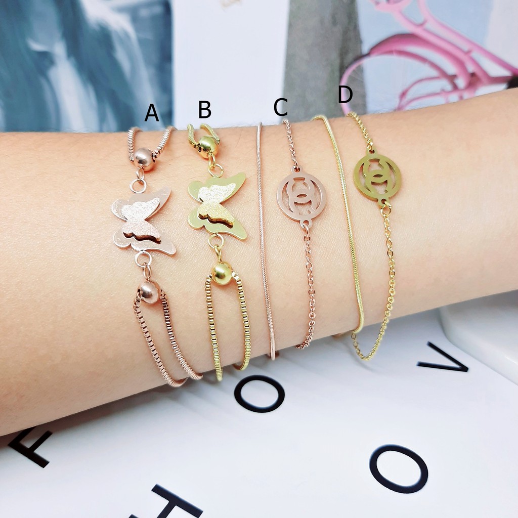 Gelang Titanium Layer Kupu Fashion  Rose Gold - BB615