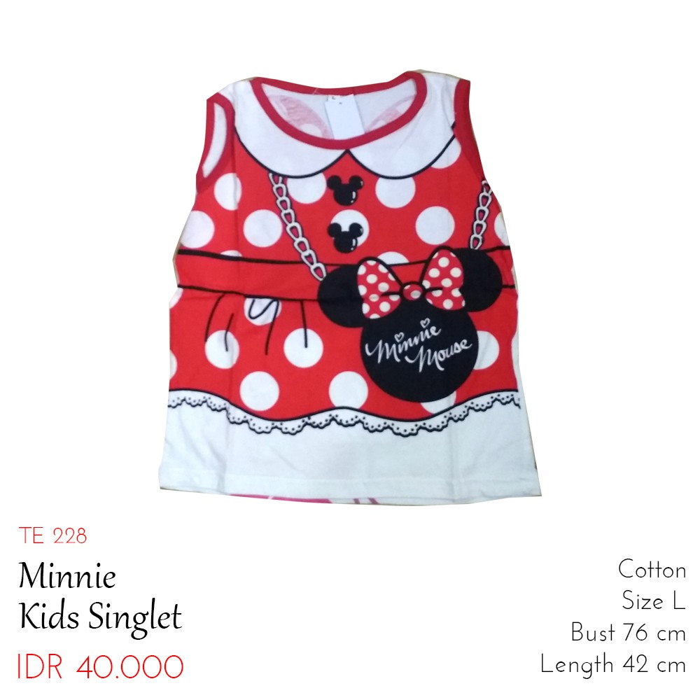 Kaos Anak Perempuan Kaos Singlet - Singlet Minnie Mouse Merah