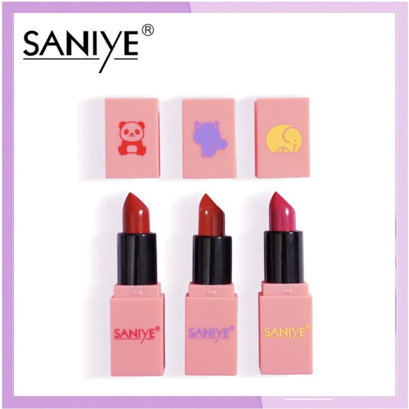 SANIYE Lipstik  Magic Mini Velvet Matte Lipstick Panda Gajah 6 Warna Waterproof/Tahan Lama  SA016