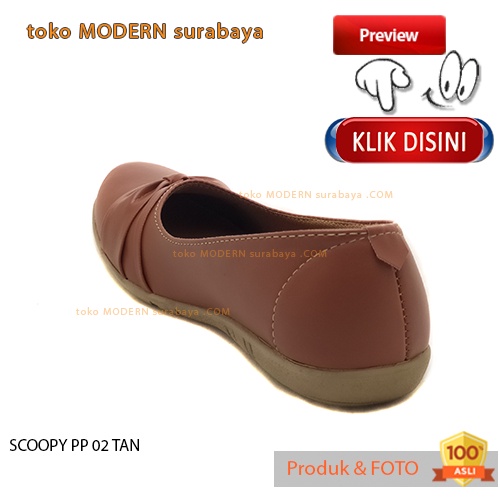 Sepatu wanita casual kerja sekolah slip on flat SCOOPY PP 02 TAN