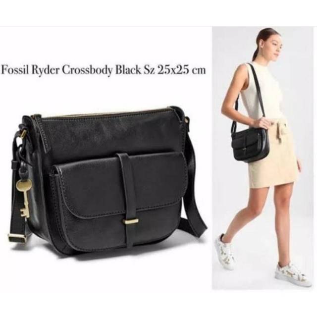 fossil ryder crossbody black