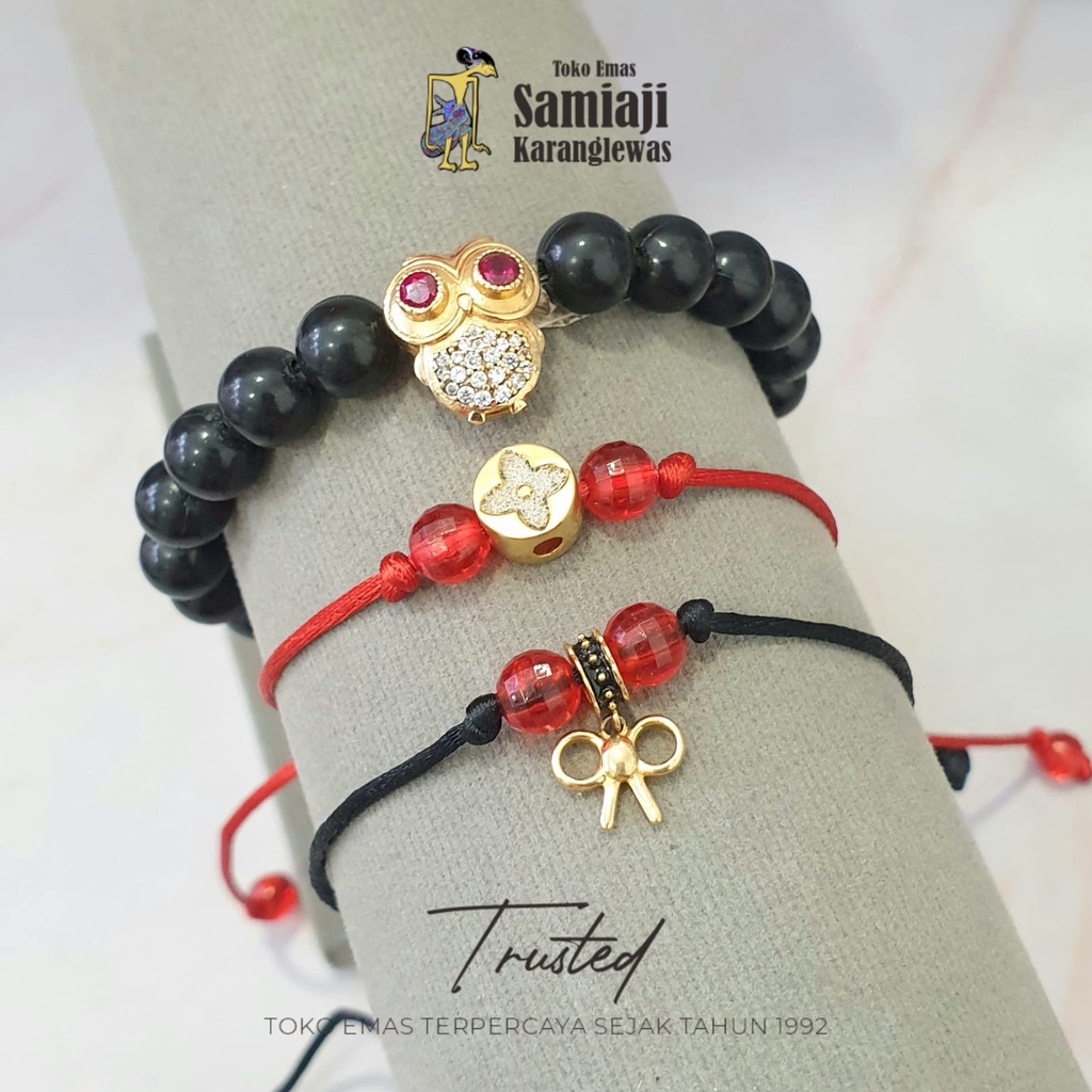 Gelang Tali Emas Owl, Pita & Bunga