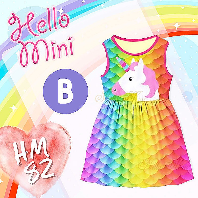 Dress Anak Perempuan Unicorn Rainbow Girl