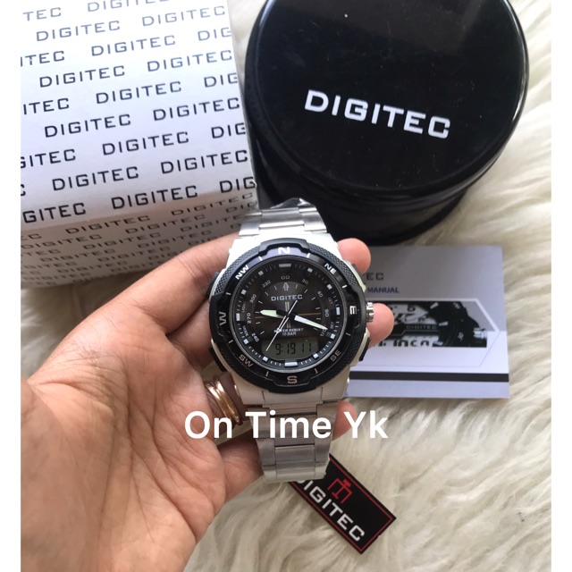 Digitec El Blacklight Dualtime DG-3068T Original Jam Tangan Pria Rantai SALE