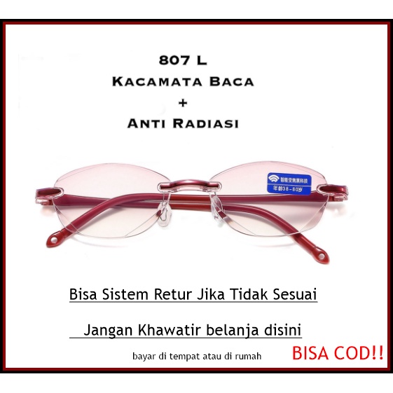 Kacamata Baca Lensa Plus Anti Radiasi +1.00 s/d + 4.00 Kacamata Wanita Reading Glasses 807L anti radiation