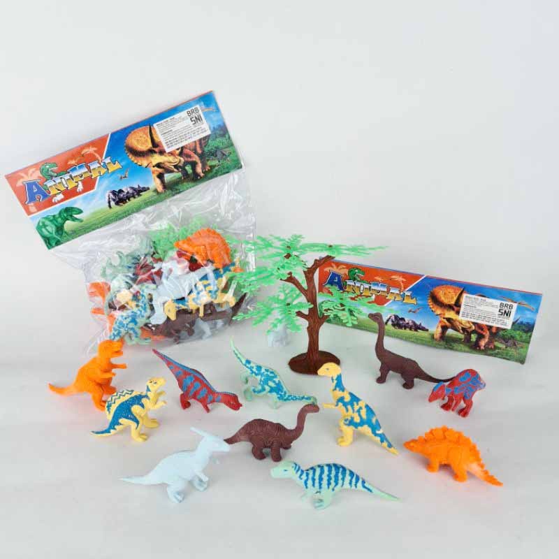 MOMBABY1 Figure Mainan seri 12 pcs hewan karet dinosaurus dan tumbuhan