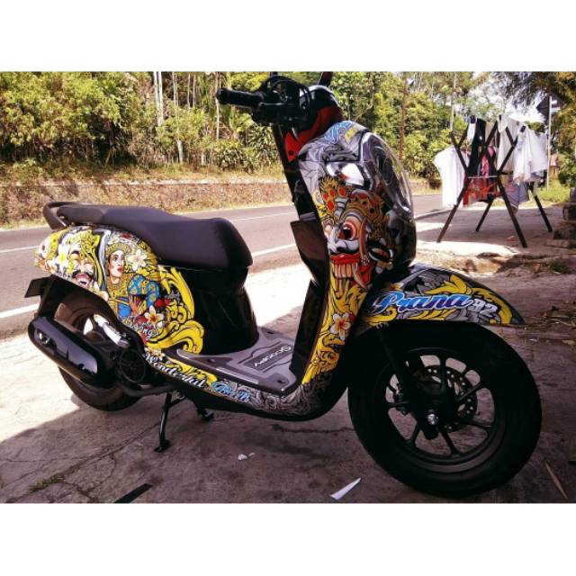 Dekal sticker decal honda new scoopy fi barong wonderful bali + dasbord belakang