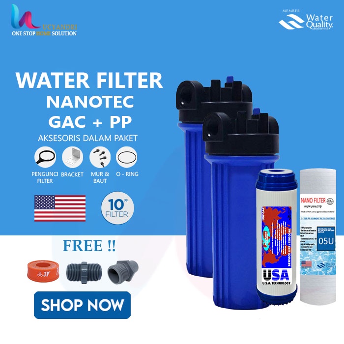 PAKET FILTER SARINGAN AIR Kotor Nanotec Biru GAC PP