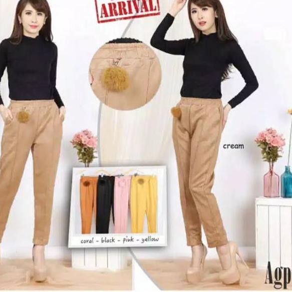 Barang Pilihan.. LOGIS - POMPOM SUEDE CREPE PANTS PREMIUM