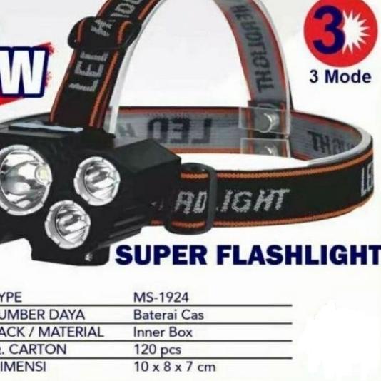 ❂ Senter Kepala 50 Watt 5 Led Rechargerable 3 Mode Cahaya ▲
