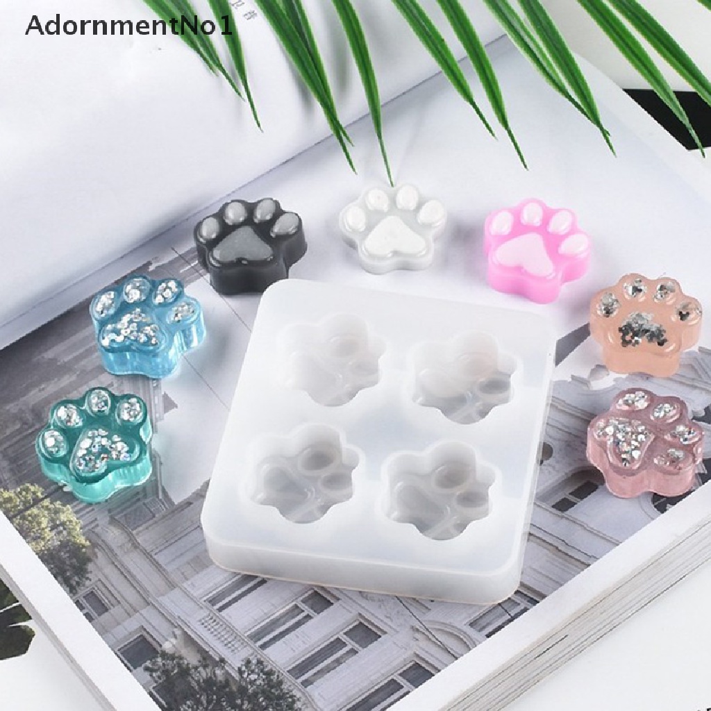 (AdornmentNo1) Cetakan Resin Epoksi UV Handmade DIY Bentuk Telapak Kaki Kucing Bahan Silikon