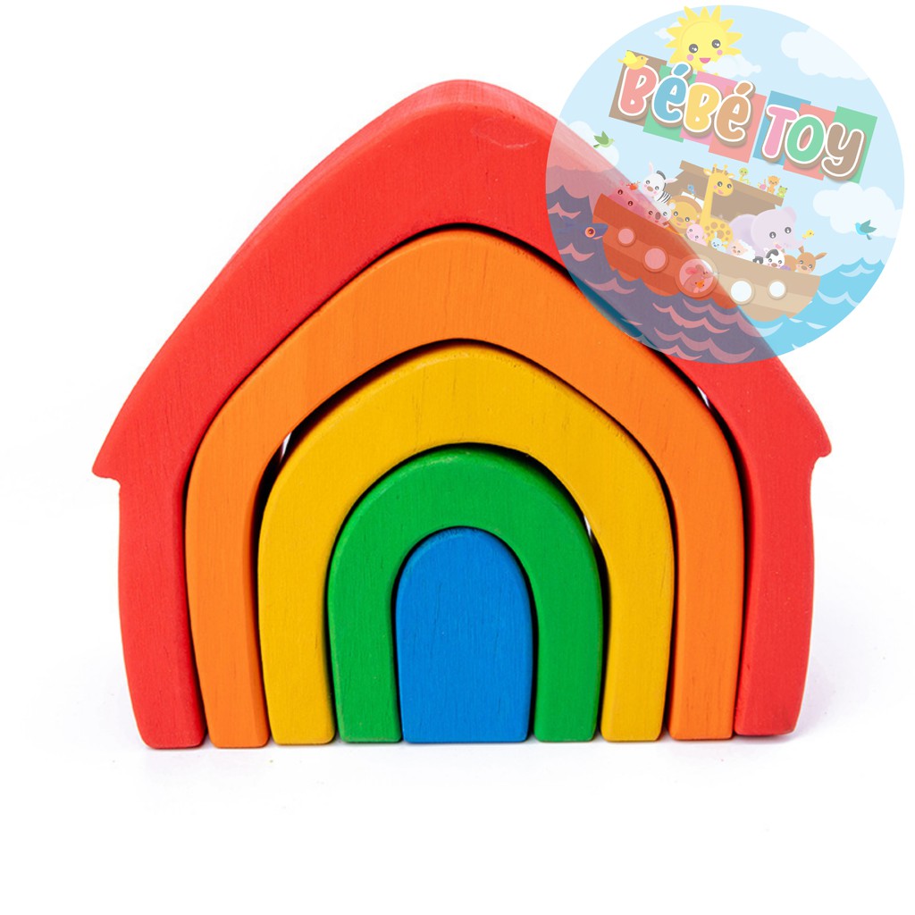 Rainbow Stacking Houses Wooden Toys