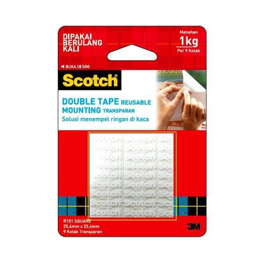 

DOUBLE TAPE MOUNTING TAPE BUSA TRANSPARANT BENING KOTAK 3M SCOTCH R-101 REUSABLE