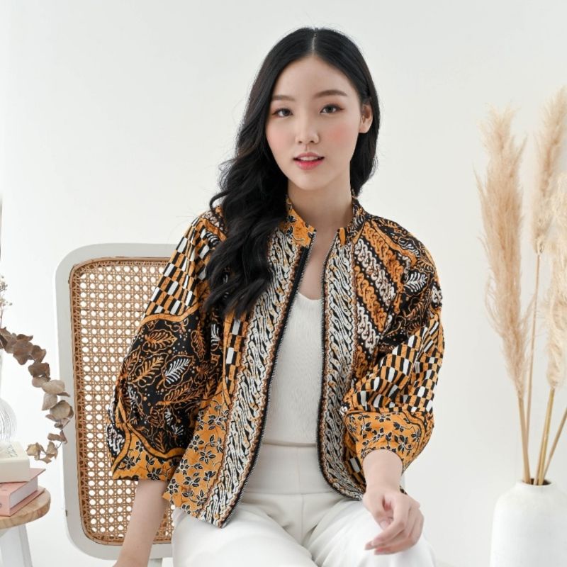 Size Jumbo : Jaket Bomber Batik / Jaket Batik Wanita /Outer Batik-SUNNY