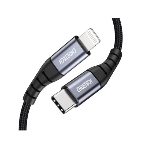 Cable usb type-c pd to lightning choetech MFI sync charge 3A 480Mbps 3m 3 meter nylon braided ip0042 0042