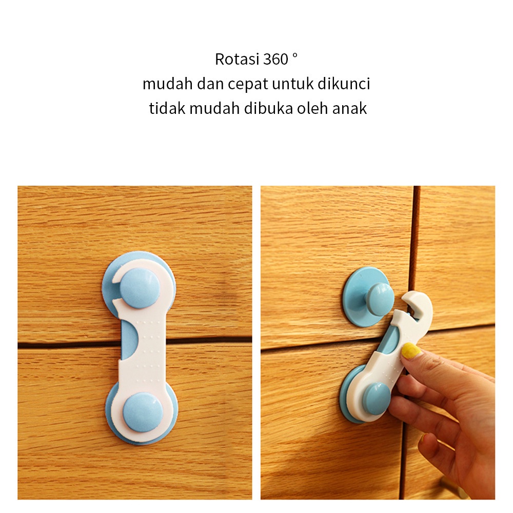 Pengaman Laci Lemari Safe Lock Pengait Pintu Penahan Kulkas Pengunci Furniture Pelindung Bayi Baby Safety Lock HM016 - XOBOX