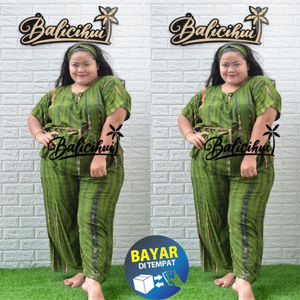 Balicihui Setelan Tiedye Setelan Pelangi Jumbo Setelan Jumbo Wanita Plus Size Big Size Piyama Jumbo