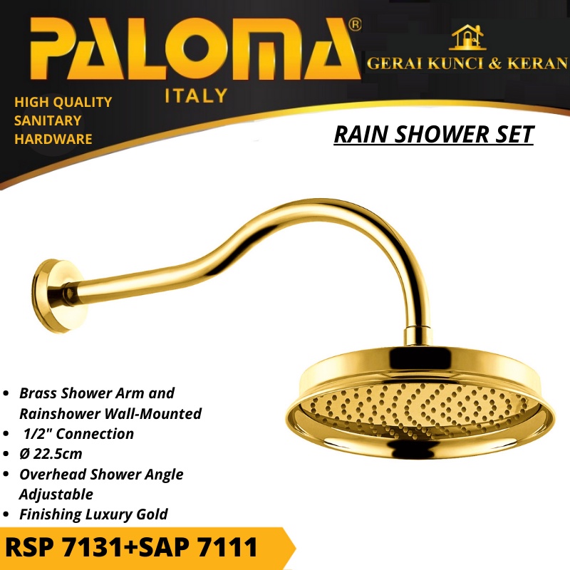 PALOMA RAINSHOWER SET RSP 7131 SAP 7111 BRASS GOLD KEPALA SHOWER MANDI