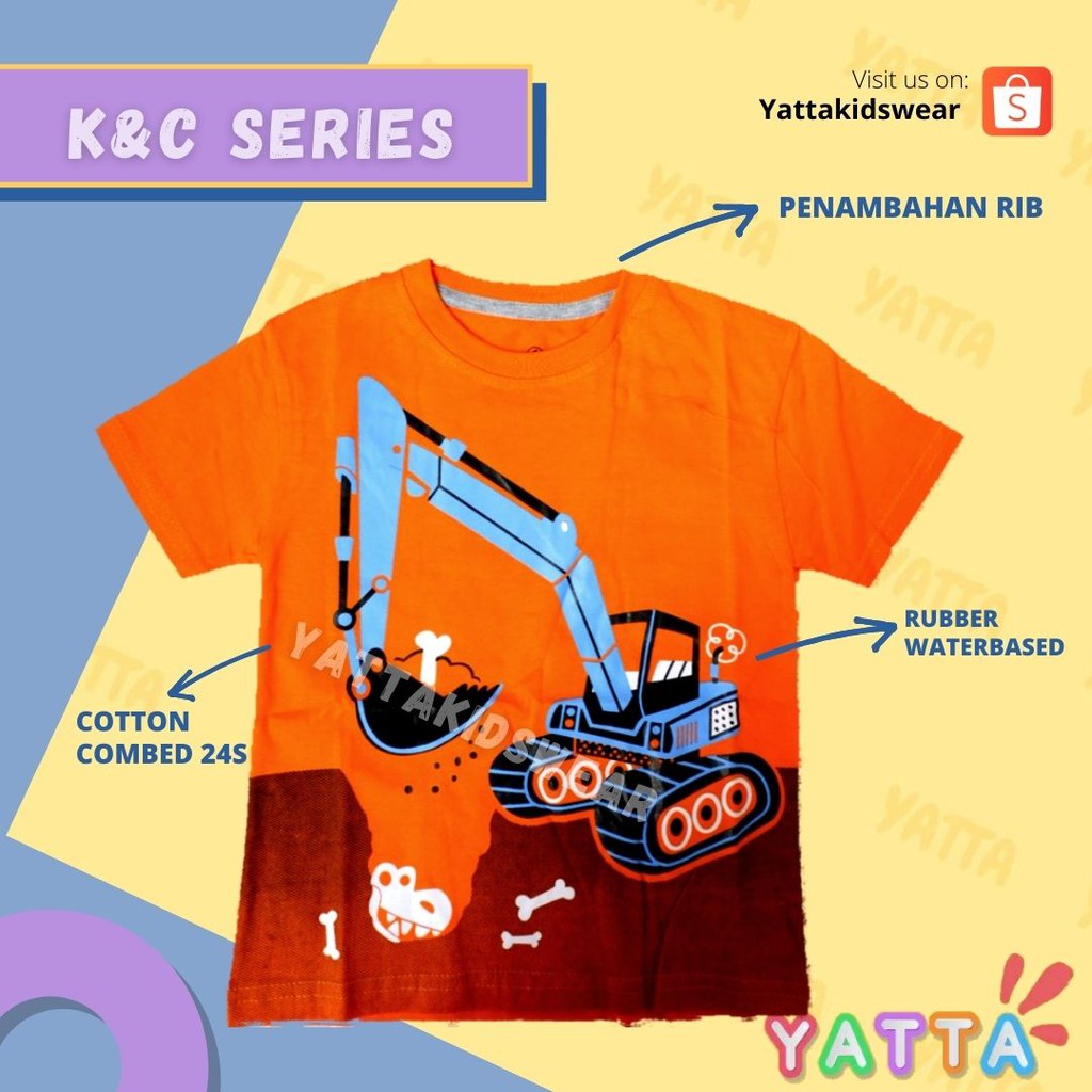 YATTA BAJU ANAK LAKI LAKI / KAOS ANAK LENGAN PENDEK MOTIF BECO ORANGE 1 - 10 TAHUN COD