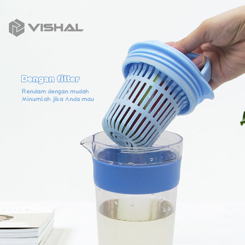 VISHAL Teko Air Panas Dan Dingin Set Dengan Cangkir Plastik Teko Pitcher Water Water Jug Infused VS