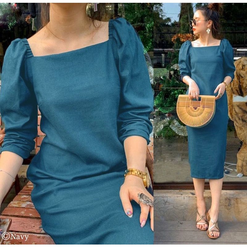 { THABI } TO DRES DEMINO / MIDI DRESS KOREA / MAXY DRESS / CASUAL DRESS / LONG DRESS KOREA / DRES KO