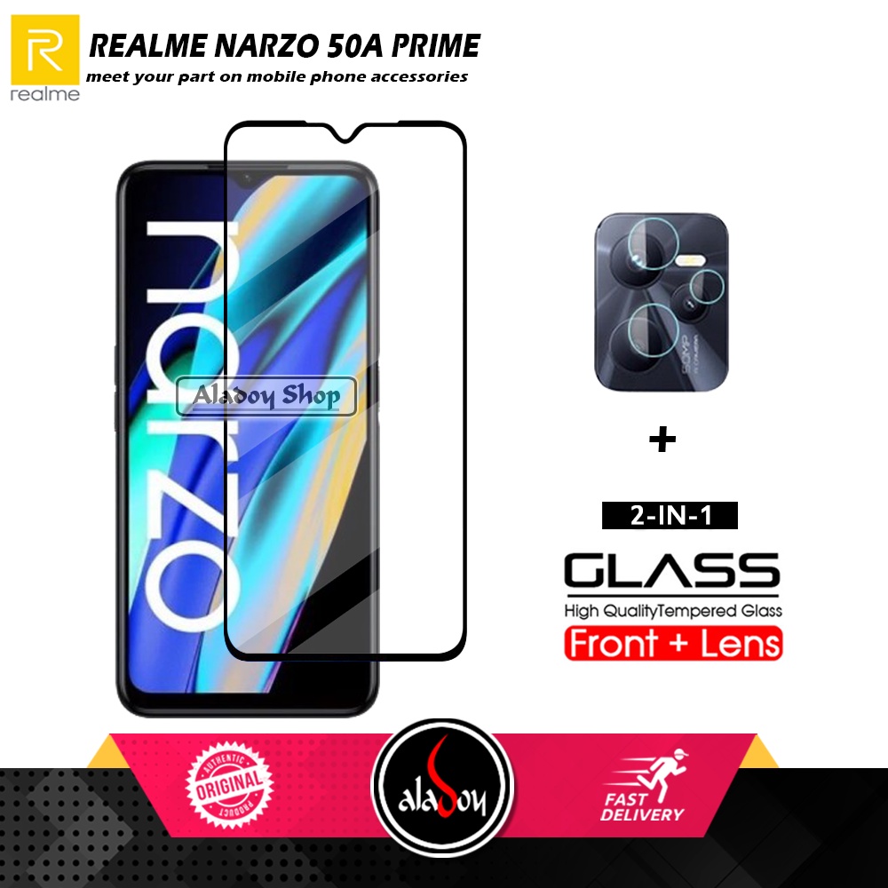 PAKET Tempered Glass Layar Realme Narzo 50A Prime Free Tempered Glass Camera