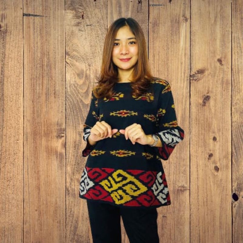 BLOUSE TENUN BLANKET ATASAN TENUN WANITA LENGAN PANJANG