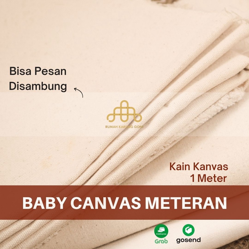 Kanvas Kain Canvas Meteran Twill Marsoto Lebar 160 157 CM - Canvas Grey - Bahan Baby Kanvas Greige Bandung - Kain Cotton Canvas Natural