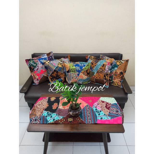 Set sarung bantal kursi motif perca