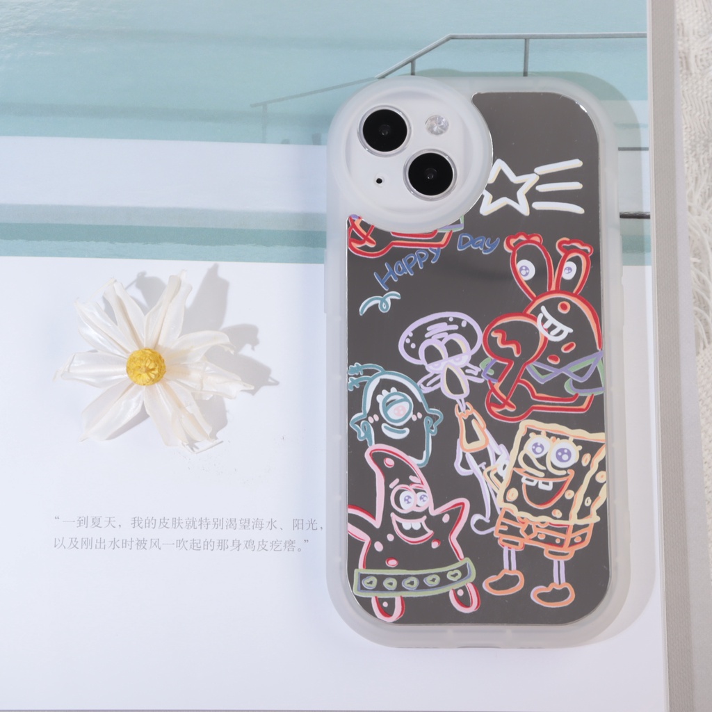 Ins Casing TPU iPhone 14 14pro 14max 14prm 13 13pro 13prm 11 7Plus 8Plus Xr XS 13 12pro Max Motif SpongeBob Shockproof