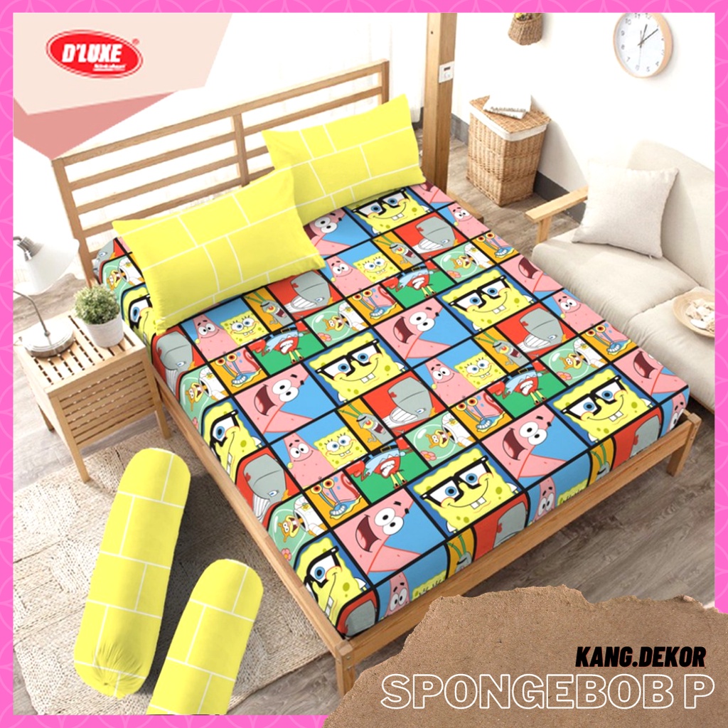 SPREI KINTAKUN DLUXE MOTIF SPONGEBOB PUZZ 160X200 NO 2 QUEEN SEPREI KARAKTER KARTUN MURAH TERBARU SE
