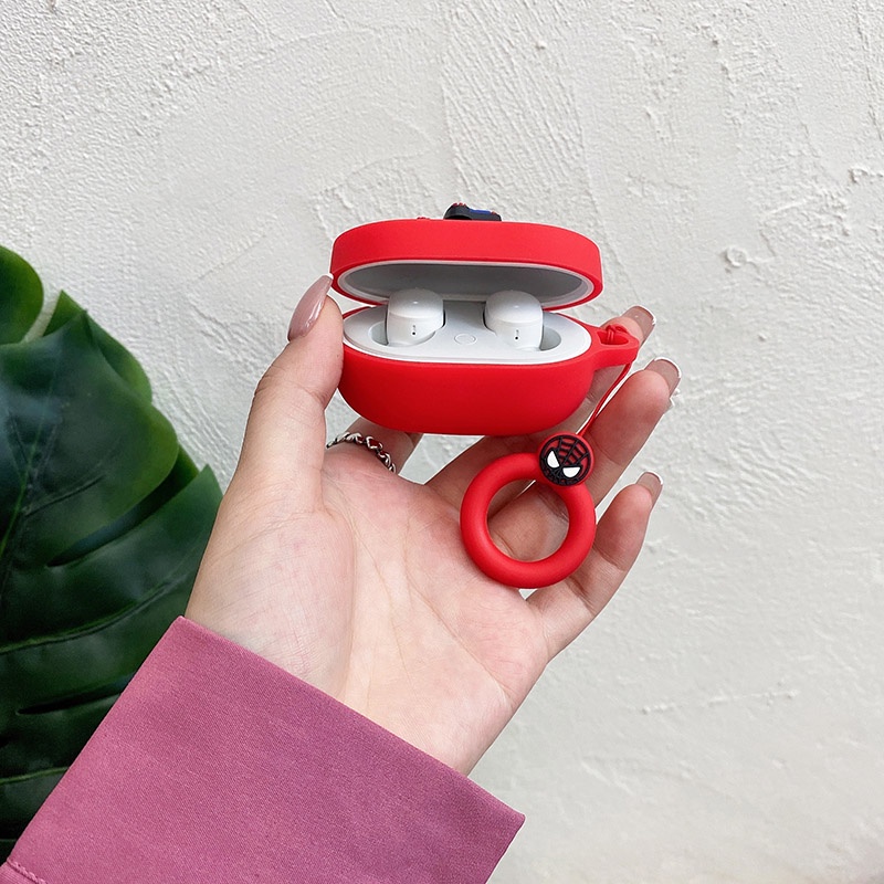 Casing Silikon Motif Kartun + Karabiner + Karabiner Untuk Simpan Earphone Wireless Bluetooth Xiaomi Redmi Airdots 1 2 3