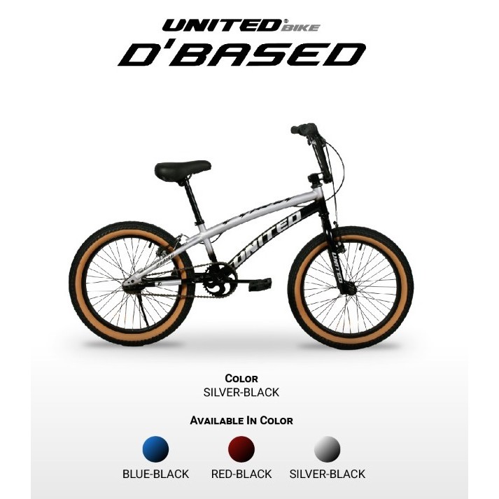 Sepeda Anak United BMX D'Based 20 inch dbased Sepeda BMX United Murah Garansi SNI-Silver Black