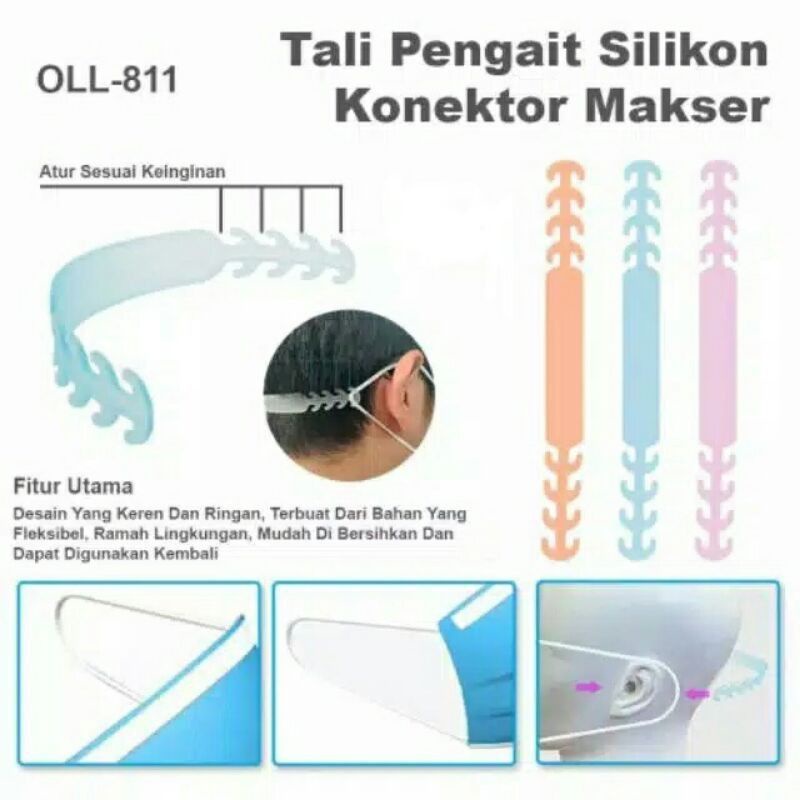 Konektor Masker Hijab / Konector Pengait Masker Jilbab Kain Katun / Penghubung Masker Hijab PREMIUM