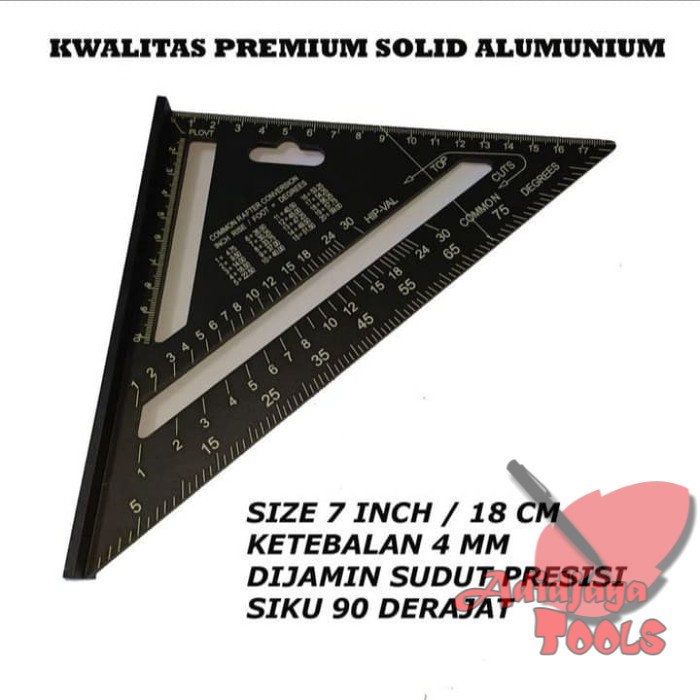 

Buruan Speed Square 7 Inch Woodworking, Penggaris Siku Segitiga Tukang Hitam Bagus