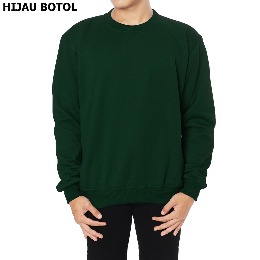 Sweater Crewneck Oblong Polos Pria Bahan Tebal