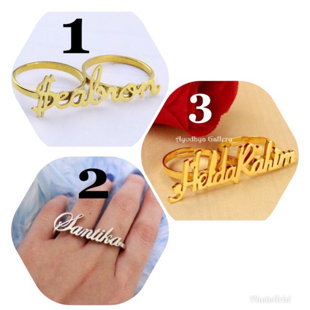 Cincin Nama Double Ring Unik Gold