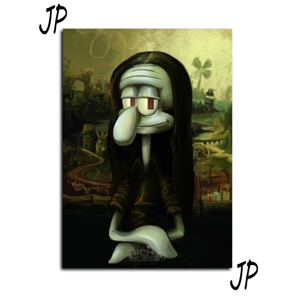 Poster Hiasan Dinding Lukisan Repro Mahakarya Squidward Spongebob Wall Decor Squidword