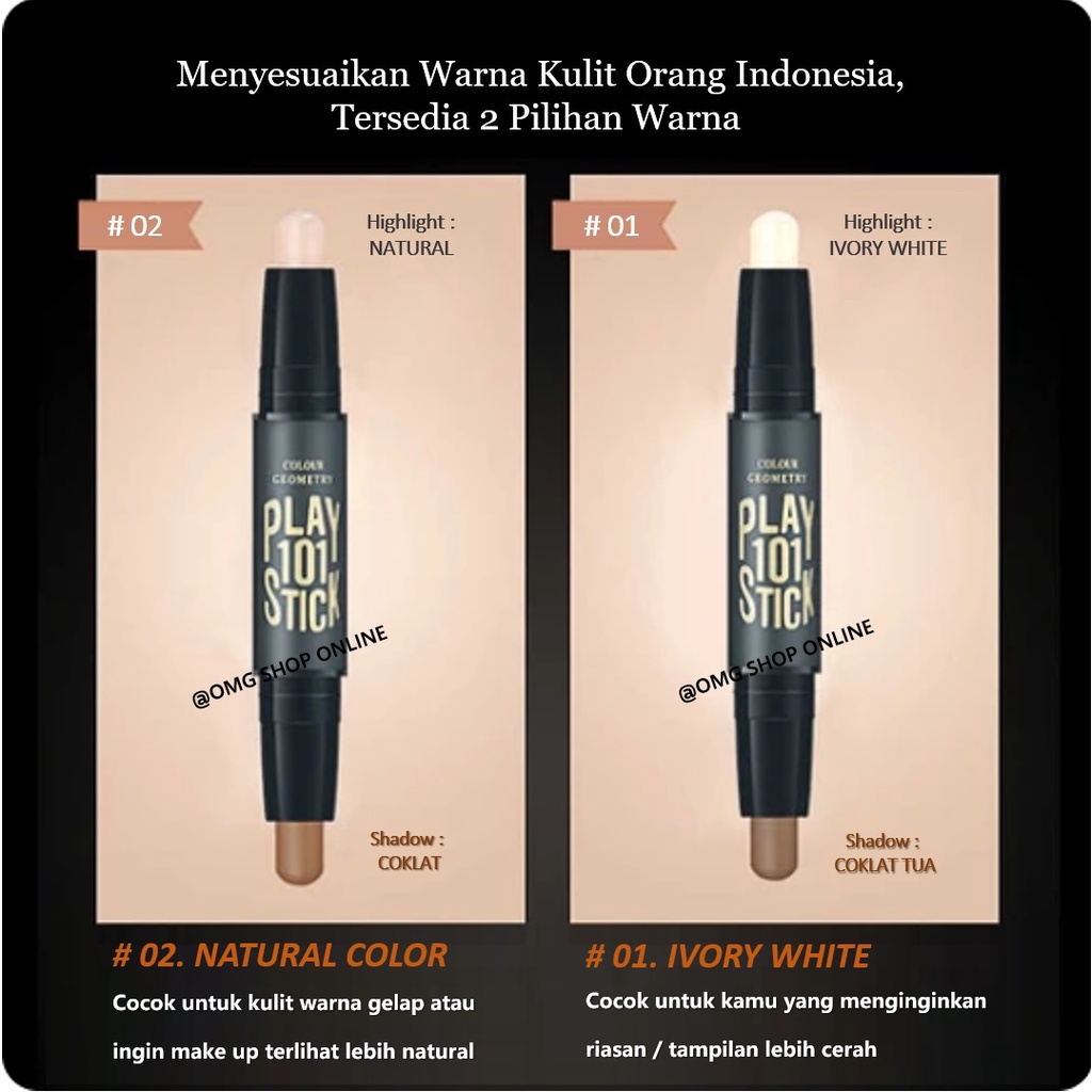 TERMURAH !!! 2 in 1 Face 109 Stick Concealer Highlighter Wajah Colour Geometry 3D Stick Concealer Tahan Lama Waterproof Anti Air Anti Luntur / Foundation Make Up Contour Stick Pensil Wajah Highlights Make Up Korea Kosmetik Wanita Anak Sekolah