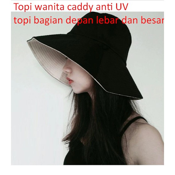 Topi wanita caddy anti UV topi bagian depan lebar dan besar