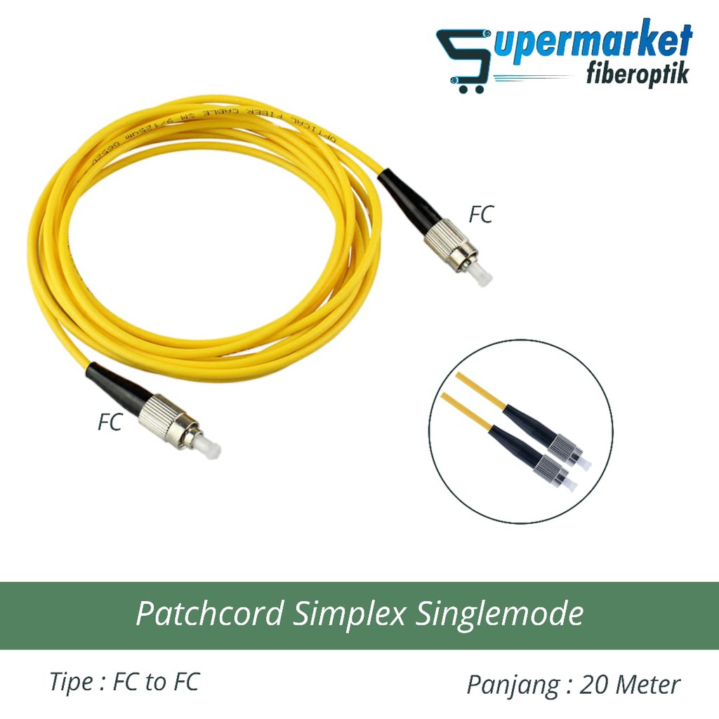 Patchcord Fiber Optik Simplex SM FC to FC Panjang 20 Meter