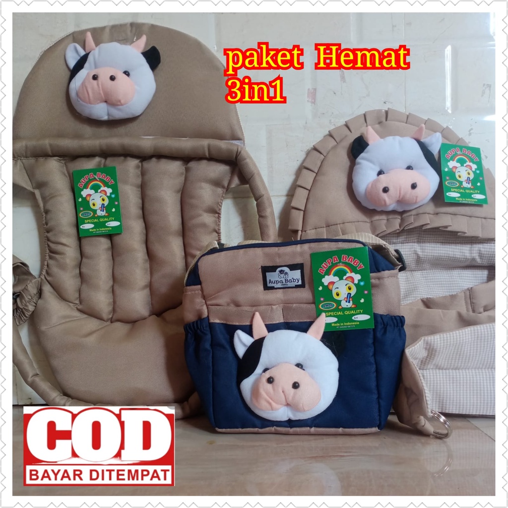 Paket 3IN1 Gendongan Depan Sapi Tas Bayi Sapi dan Gendongan Samping Sapi