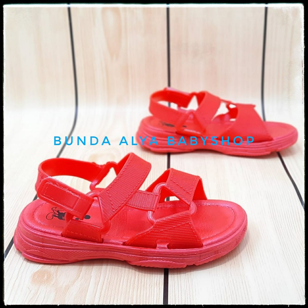 Sandal Anak Perempuan Lentur Usia 3 4 5 6 7 Tahun Anti Licin - Sendal Anak Cewek Tali MERAH Alas Karet Size 24 - 35