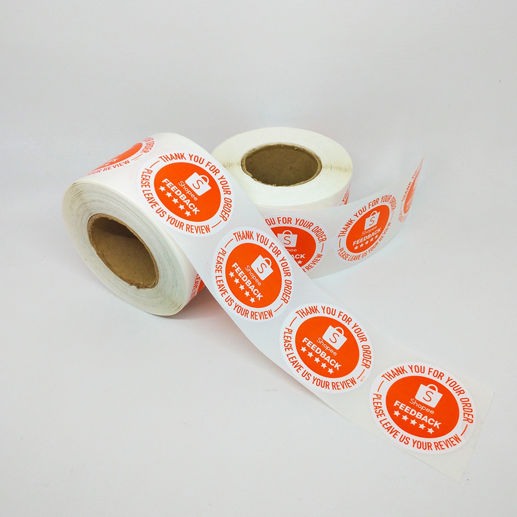 

500 pcs Sticker Label Thank You Shopee Review Feedback Segel Tag Ucapan 4,5 cm (1 Roll isi 500 pcs)