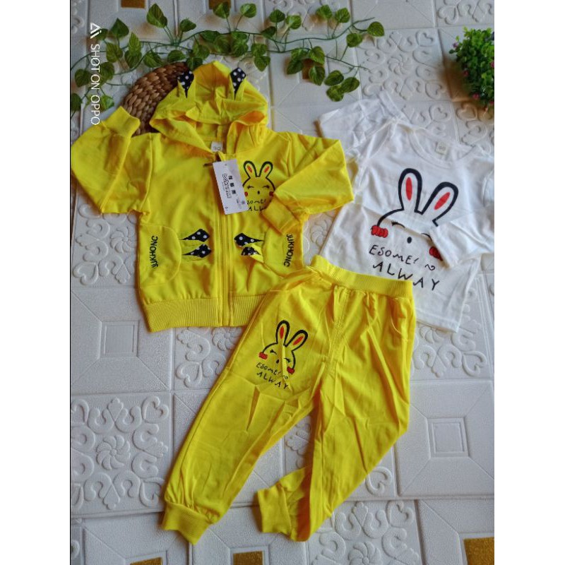 2-6T SETELAN JAKET HOODIE ANAK PEREMPUAN IMPORT 3IN1 Setelan anak import PREMIUM casual jaket+ joger