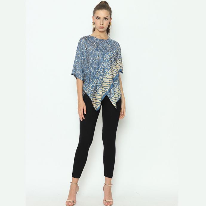 RINJANIE AVON - BLOUSE BATIK CAP ZIGZAG ABSTRAK BLUE